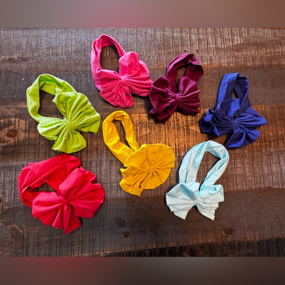 Lot of 7 Baby Girl Headband Big Bows